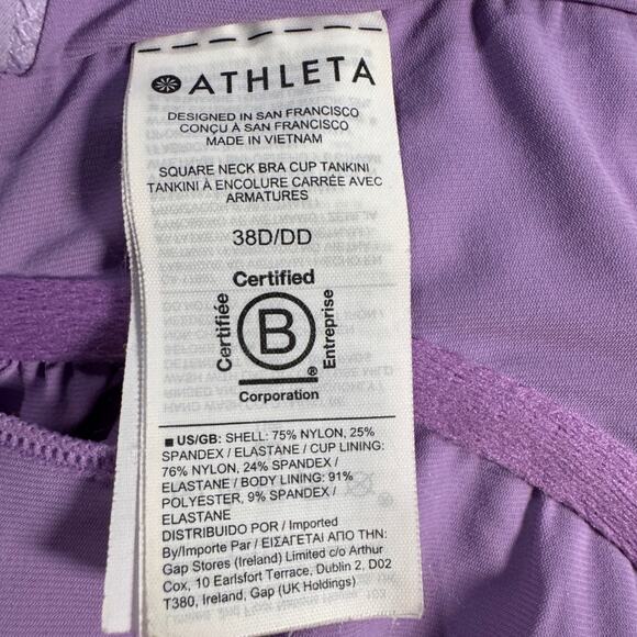 Athleta Tankini Swim Top Lavender Ruched Square Neck 38D DD - Picture 4 of 4
